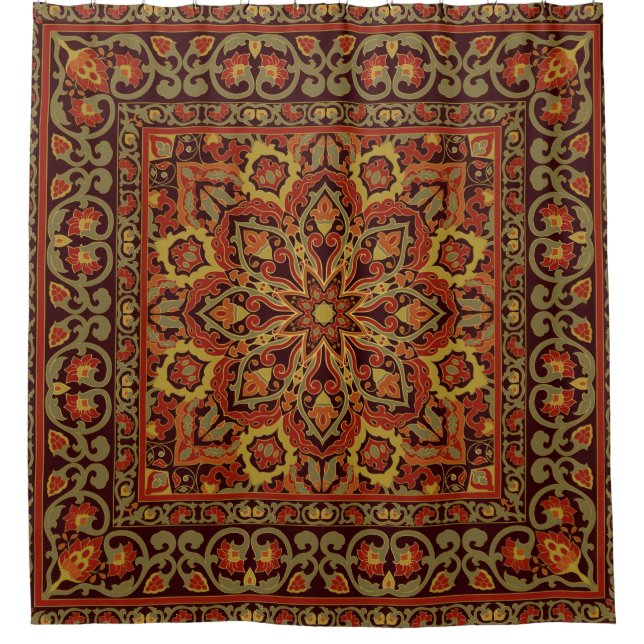 Oriental floral ornament with frame. Pattern with  Shower Curtain (Front)