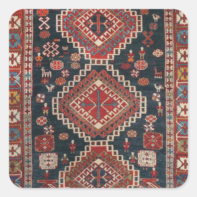 Oriental Floral  Persian  Karbistan Carpet Square Sticker (Front)