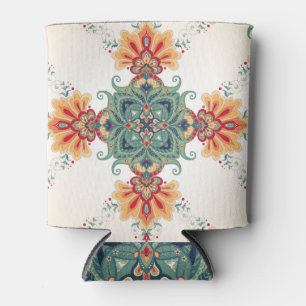 Oriental Floral: Vintage Beautiful Pattern Can Cooler