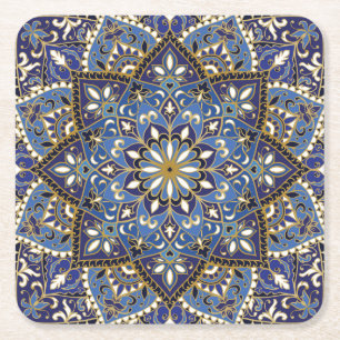 Oriental Floral: Vintage Carpet Square Paper Coaster