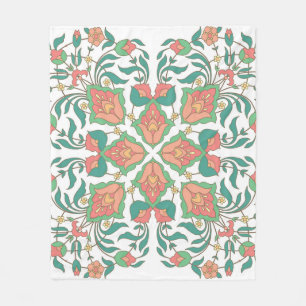 Oriental Floral Vintage Design Fleece Blanket