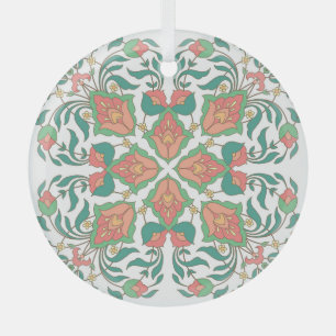 Oriental Floral Vintage Design Glass Tree Decoration