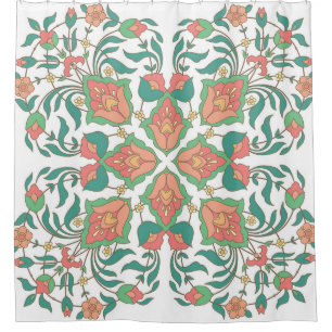 Oriental Floral Vintage Design Shower Curtain