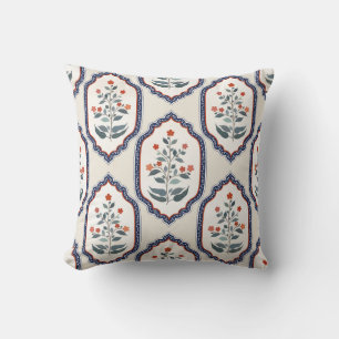 Oriental Flower Branches: Kalamkari Indian. Cushion
