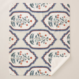 Oriental Flower Branches: Kalamkari Indian. Sherpa Blanket