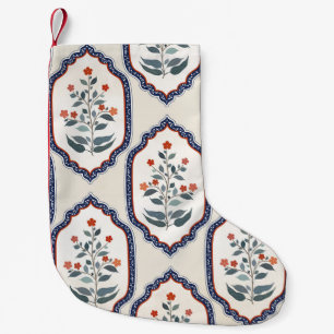 Oriental Flower Branches: Kalamkari Indian. Small Christmas Stocking