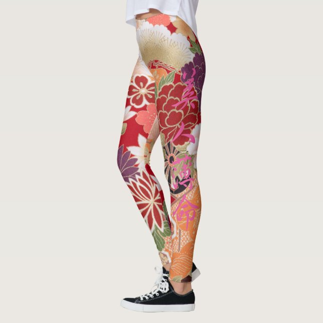 Oriental Flower Print Leggings (Left)