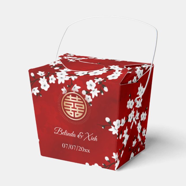 Oriental Flowers Chinese Wedding  Favour Box (Front Side)