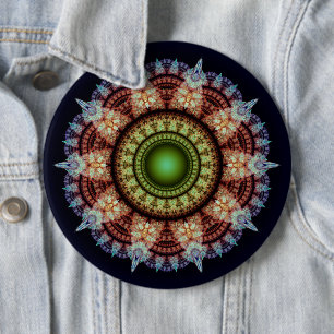 Oriental fractal ornament 6 cm round badge