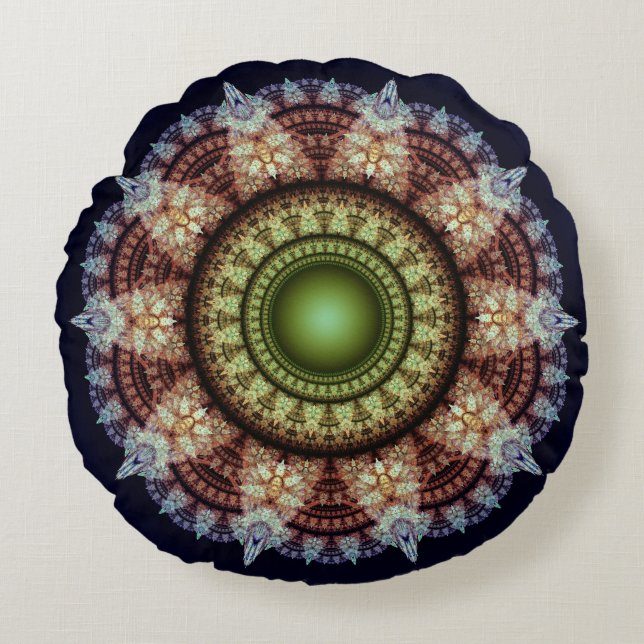 Oriental fractal splendid ornament round cushion (Front)