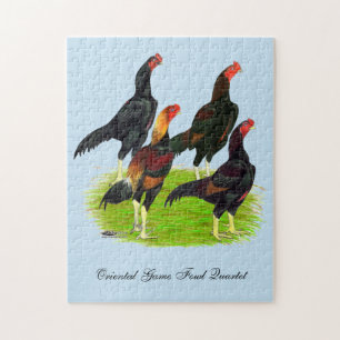 Oriental Game Fowl Quartet Jigsaw Puzzle
