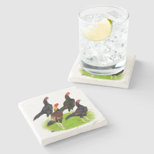 Oriental Game Fowl Quartet Stone Coaster