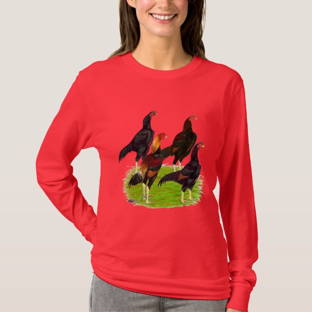 Oriental Game Fowl Quartet T-Shirt (Front)