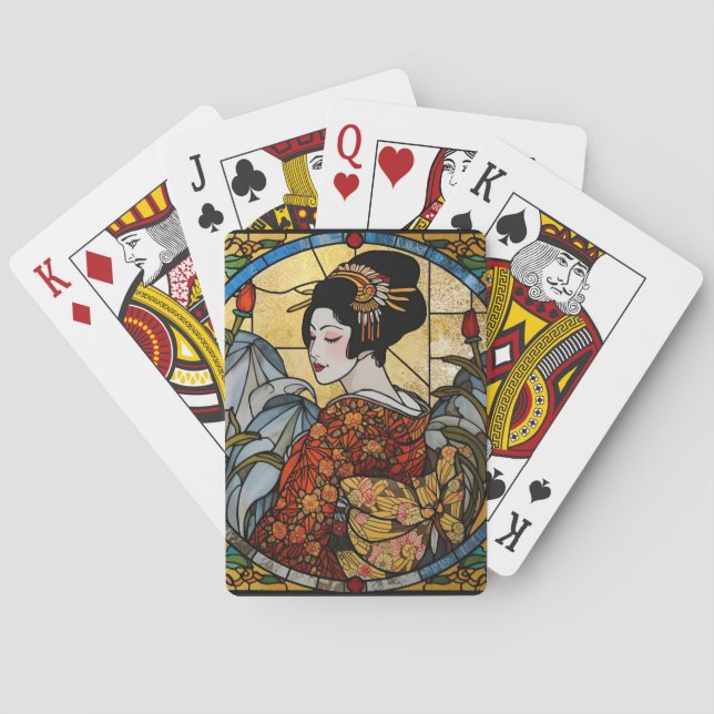 Oriental Geisha Stained Glass   Playing Cards (Back)