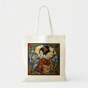 Oriental Geisha Stained Glass Tote Bag