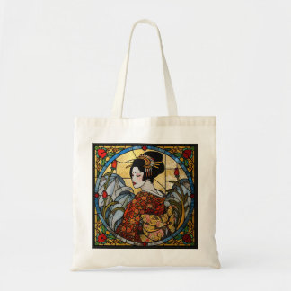 Oriental Geisha Stained Glass   Tote Bag
