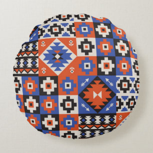 Oriental geometric seamless pattern. Ethnic design Round Cushion