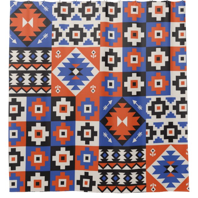 Oriental geometric seamless pattern. Ethnic design Shower Curtain (Front)