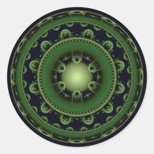 Oriental glossy pattern classic round sticker