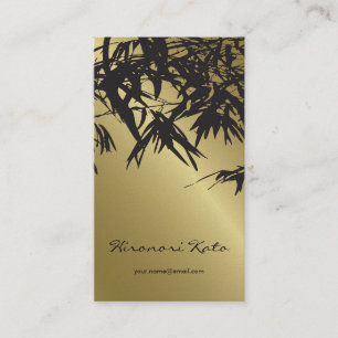 Oriental Gold And Black Bamboo Leaves Stylish Zen Business Card
