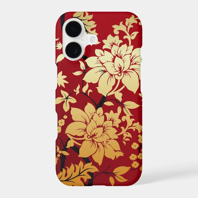 Oriental Golden Flowers on Red (Back)