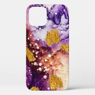 Oriental Golden Swirls Abstract Painting iPhone 12 Case