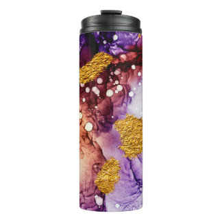 Oriental Golden Swirls Abstract Painting Thermal Tumbler