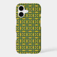 Oriental Green Mustard Japan Rosette Circle Patter