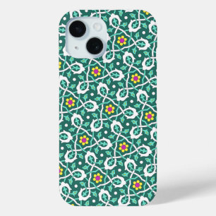 Oriental Green White Ottoman Turkish Vine Pattern iPhone 15 Case