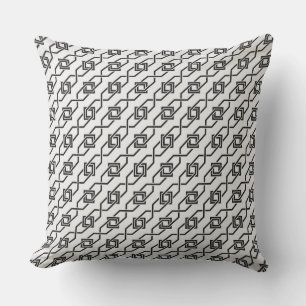 Oriental Grey White Japan Yukata Geometric Pattern Cushion