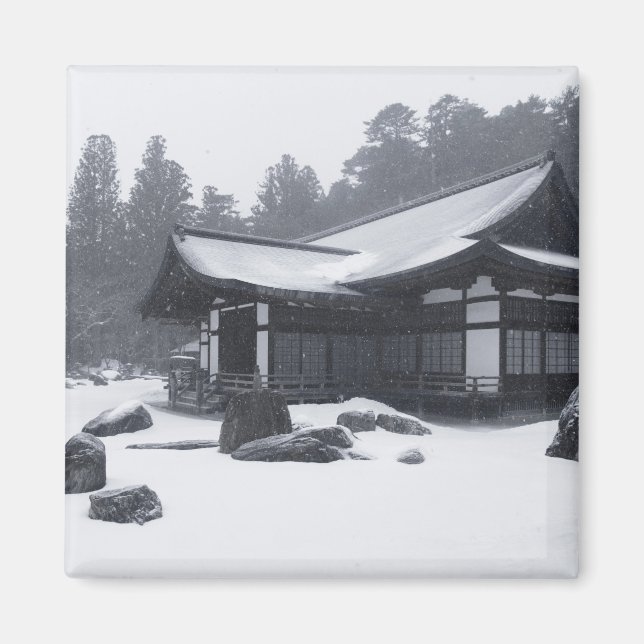 Oriental House in Woods Covered in Snow Magnet (Front)