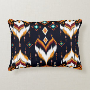 Oriental ikat pattern decorative cushion