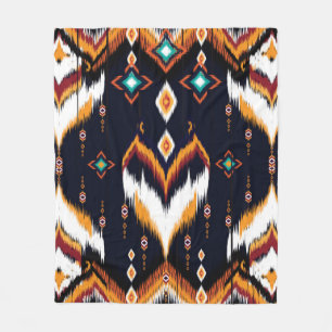 Oriental ikat pattern ethnic seamless pattern trad fleece blanket