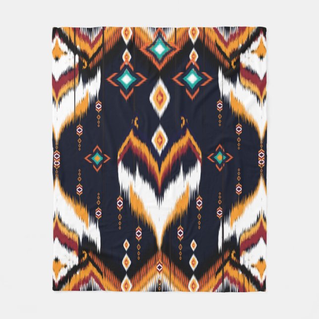 Oriental ikat pattern ethnic seamless pattern trad fleece blanket (Front)