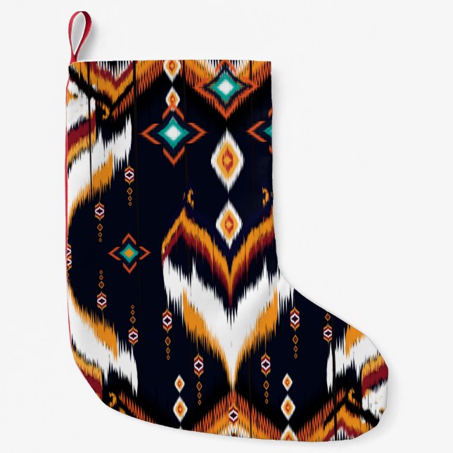 Oriental ikat pattern ethnic seamless pattern trad small christmas stocking (Front)