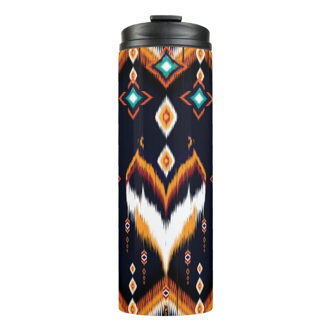 Oriental ikat pattern ethnic seamless pattern trad thermal tumbler (Front)