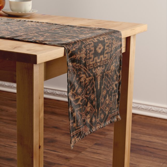 Oriental Indonesian Ikat Star Pattern Short Table Runner (In Situ)