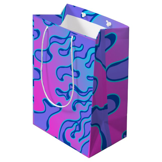 Oriental Japanese Neon Flame Pattern  Medium Gift Bag (Back Angled)