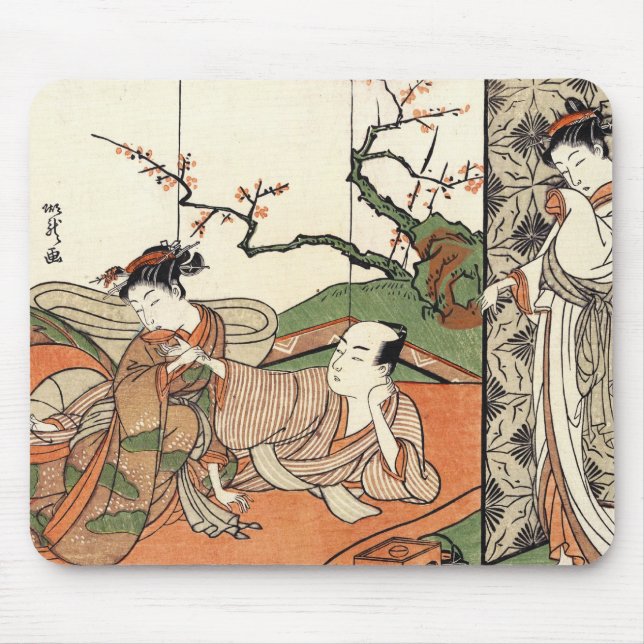 Oriental japanese ukiyo-e scene geishas maiko art mouse pad (Front)