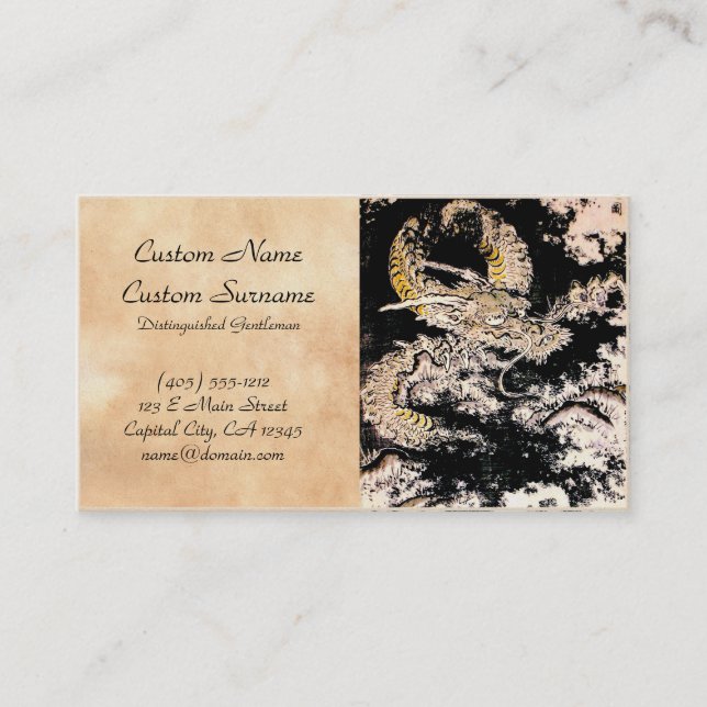 Oriental legendary mythical Dragon ink tattoo art Business Card (Front)