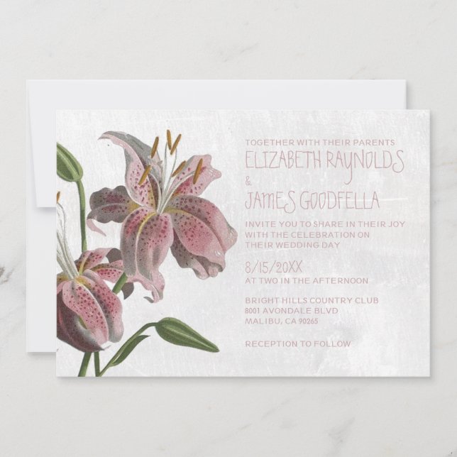 Oriental Lily Wedding Invitations (Front)
