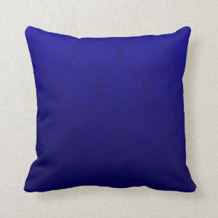 Oriental Long Life Symbol jacquard   cobalt Cushion