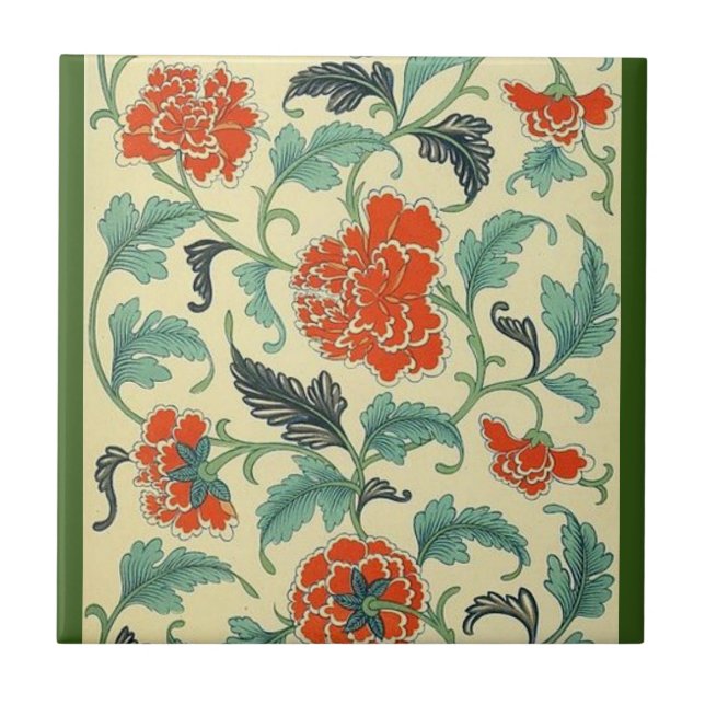 Oriental Look Floral Ceramic Tile (Front)