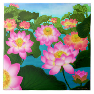 Oriental Lotus Garden Tile