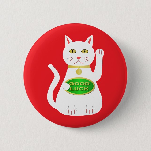 Oriental Lucky Cat 6 Cm Round Badge (Front)