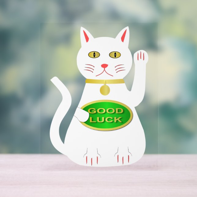 Oriental Lucky Cat Acrylic Sign (Neutral)