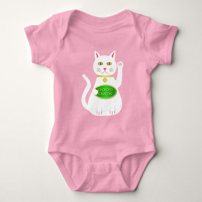 Oriental Lucky Cat Baby Bodysuit (Front)
