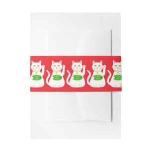 Oriental Lucky Cat Chinese New Year Invitation Belly Band