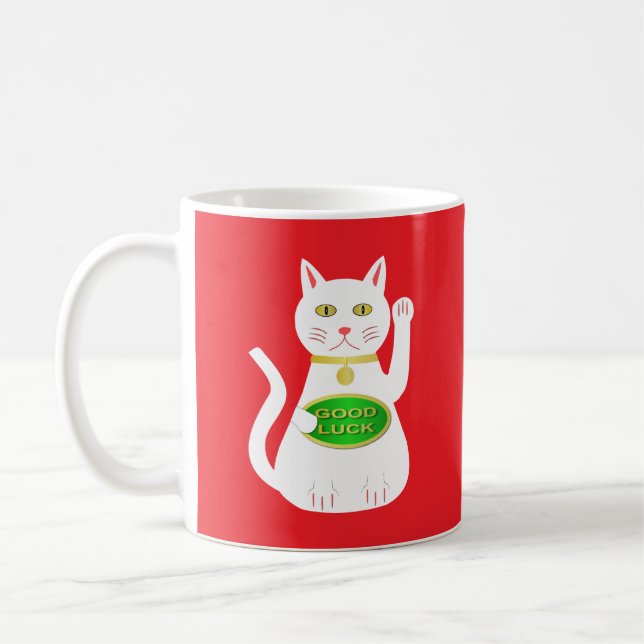 Oriental Lucky Cat Coffee Mug (Left)