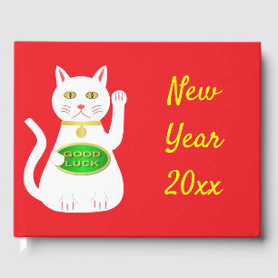 Oriental Lucky Cat Custom Chinese New Year Guest Book